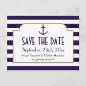 ネイビ航海のー&ホワイトストライプいかり日付の保存 案内ポストカード (正面)