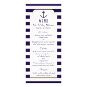 ネイビ航海のー&ホワイトストライプいかり結婚のメニュー ラックカード (正面)