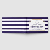 ネイビ航海のー&ホワイトストライプいかり結婚ズ ゲストブック (全面)