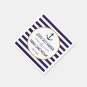 ネイビ航海のー&ホワイトストライプいかり結婚ズ スタンダードカクテルナプキン (角)