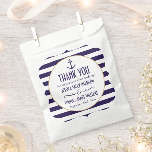 ネイビ航海のー&ホワイトストライプいかり結婚ズ フェイバーバッグ (クリップ留めされた状態)