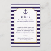 ネイビ航海のー&ホワイトストライプいかり結婚詳細 エンクロージャーカード (正面)
