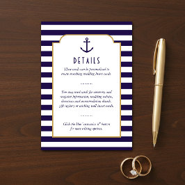 ネイビ航海のー&ホワイトストライプいかり結婚詳細 エンクロージャーカード