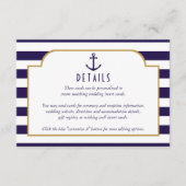 ネイビ航海のー&ホワイトストライプいかり結婚詳細 エンクロージャーカード (正面)