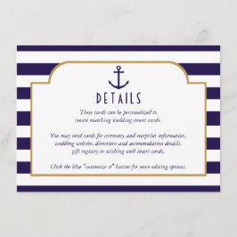 ネイビ航海のー&ホワイトストライプいかり結婚詳細 エンクロージャーカード