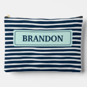 ネイビ航海のー&ホワイトストライプバチュラーパーティ賛成 アクセサリーポーチ (正面)