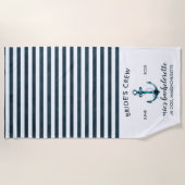 ネイビ航海のー&ホワイトバチェロレッテ週末 ビーチタオル (正面)