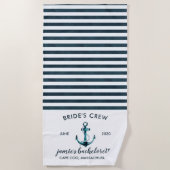 ネイビ航海のー&ホワイトバチェロレッテ週末 ビーチタオル (正面)