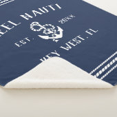 ネイビ航海のー&ホワイト素朴いかりボート名 シェルパブランケット (3/4)