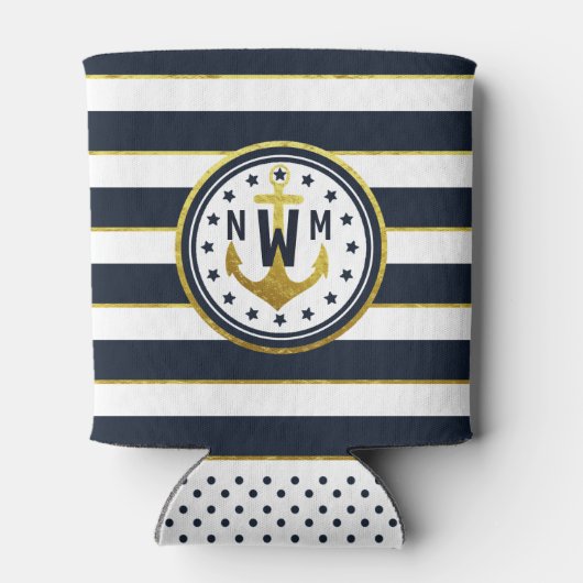 ネイビ航海のー&金ゴールドのいかり 缶クーラー (裏面)