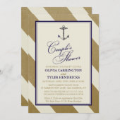 ネイビ航海のー&金ゴールドカップルのシャワー 招待状 (正面/裏面)