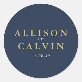 ネイビ航海のー&金ゴールド結婚ステッカー ラウンドシール