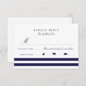 ネイビ航海のーRSVP W/食事オプション 出欠カード (正面/裏面)