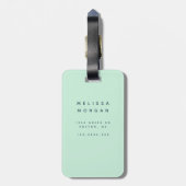 ネイビ芸術的ーストライプブルーとターコイズモノグラム ラゲッジタグ (裏面縦)