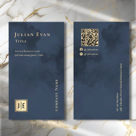 ネイビ芸術的ーブルー金ゴールドルクスモノグラム 名刺