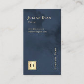 ネイビ芸術的ーブルー金ゴールドルクスモノグラム 名刺 (正面)