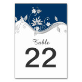 ネイビ華美ーブルブルー銀白色フラワーテーブルカード テーブルナンバー (裏面)