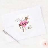 ネイビ誇りを持ったーママハート ラウンドシール (封筒)