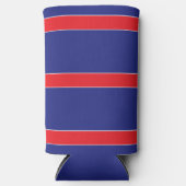ネイビ赤と白ストライプーブルー スリム缶クーラー (正面)