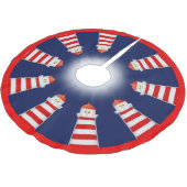 ネイビ赤と白ーブルーの灯台 ブラッシュドポリエステルツリースカート (アングル)