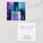 ネイリストのカラフルな（ばちゃばちゃ）跳ねるのデザイン スクエア名刺 (正面/裏面)