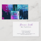 ネイリストのカラフルな（ばちゃばちゃ）跳ねるのデザイン 名刺 (正面/裏面)