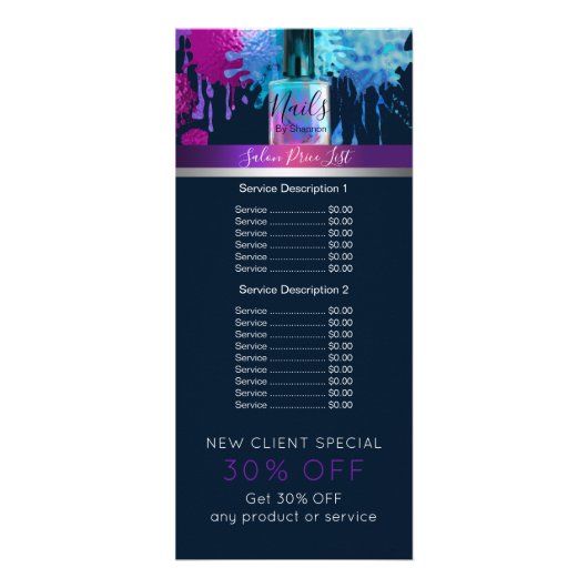 ネイリストのマニキュアのデザイン ラックカード (正面)