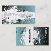 ネイリストの名刺のグランジな（ばちゃばちゃ）跳ねるのティール（緑がかった色） 名刺 (正面/裏面)