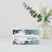 ネイリストの名刺のグランジな（ばちゃばちゃ）跳ねるのティール（緑がかった色） 名刺 (スタンド正面)