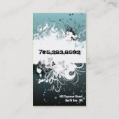 ネイリストの名刺のグランジな（ばちゃばちゃ）跳ねるのティール（緑がかった色） 名刺 (裏面)