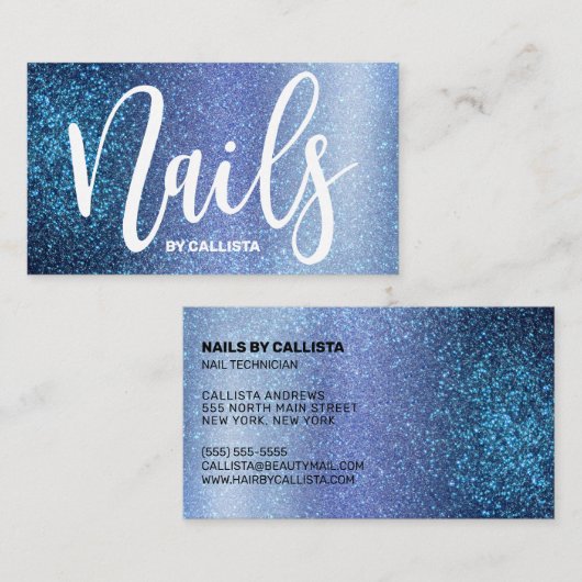 ネイリストアクアベビーブルートリプルグリッター 名刺 (正面/裏面)