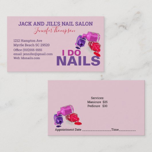 ネイリストアポイントメント名刺 予約カード (正面/裏面)
