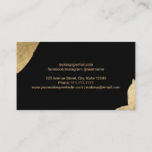 ネイリストエレガント金ゴールドブラシストローク黒 名刺 (裏面)