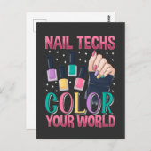 ネイリストカラフル爪、 ネイルマニキュアアーティスト ポストカード (正面/裏面)