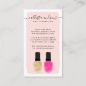 ネイリストガーリーピンク金ゴールドハンドイラストレーション 名刺 (裏面)