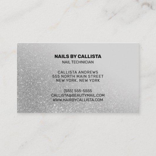 ネイリストグレーシルバーグリッタータイポグラフィ 名刺 (裏面)