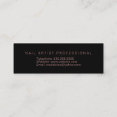 ネイリストサロンアーティストバラ金ゴールドブラック スキニー名刺 (裏面)