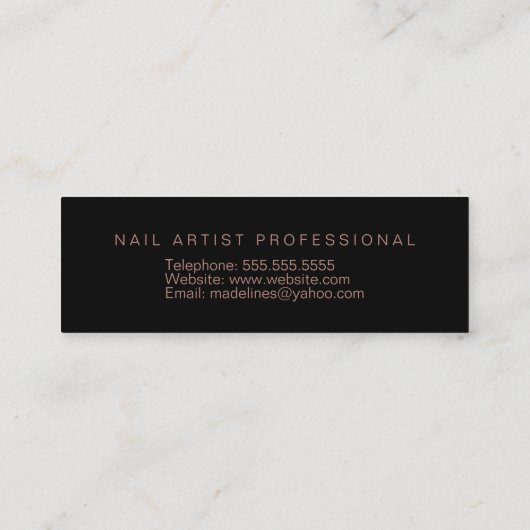 ネイリストサロンアーティストバラ金ゴールドブラック スキニー名刺 (裏面)