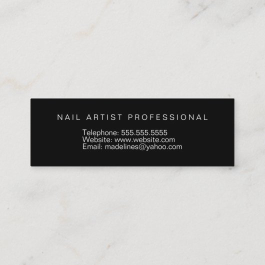 ネイリストサロンアーティストマーブルスワーズ スキニー名刺 (裏面)