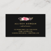 ネイリストサロンブラック金ゴールドフローラスクリプト 名刺 (裏面)