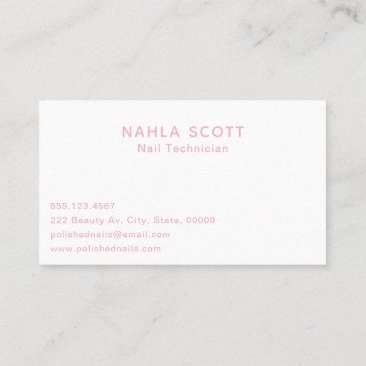 ネイリストサロンロゴの追加ピンク文字 名刺 (裏面)