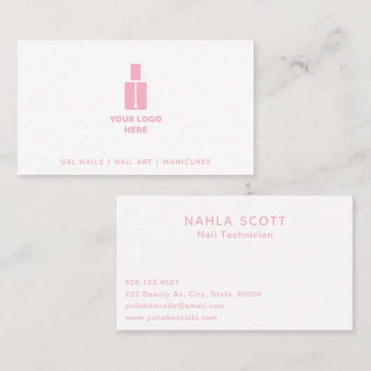 ネイリストサロンロゴの追加ピンク文字 名刺 (正面/裏面)