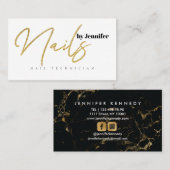 ネイリストサロン金ゴールドグリッタースクリエレガントプト 名刺 (正面/裏面)