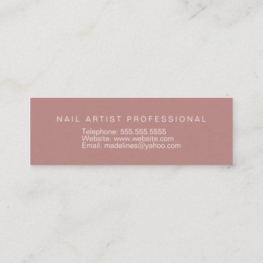 ネイリストサロン金ゴールド水彩花模様ピンク スキニー名刺 (裏面)