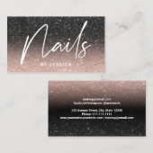 ネイリストシックバラ金ゴールドブラックグラデーショングリッター 名刺 (正面/裏面)