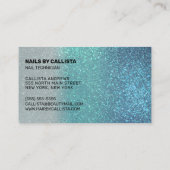 ネイリストセルリアンブルーティール(緑がかった色)トリプルグリッター 名刺 (裏面)