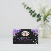 ネイリストダイヤモンドグリッターパープルネイルサロン 名刺 (スタンド正面)