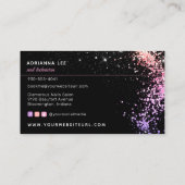 ネイリストダイヤモンドグリッターピンク&ブラックサロン 名刺 (裏面)