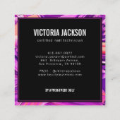 ネイリストネオンピンクモダン抽象芸術サロン スクエア名刺 (裏面)