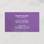 ネイリストバイオレットパープルグリッタータイポグラフィ 名刺 (裏面)